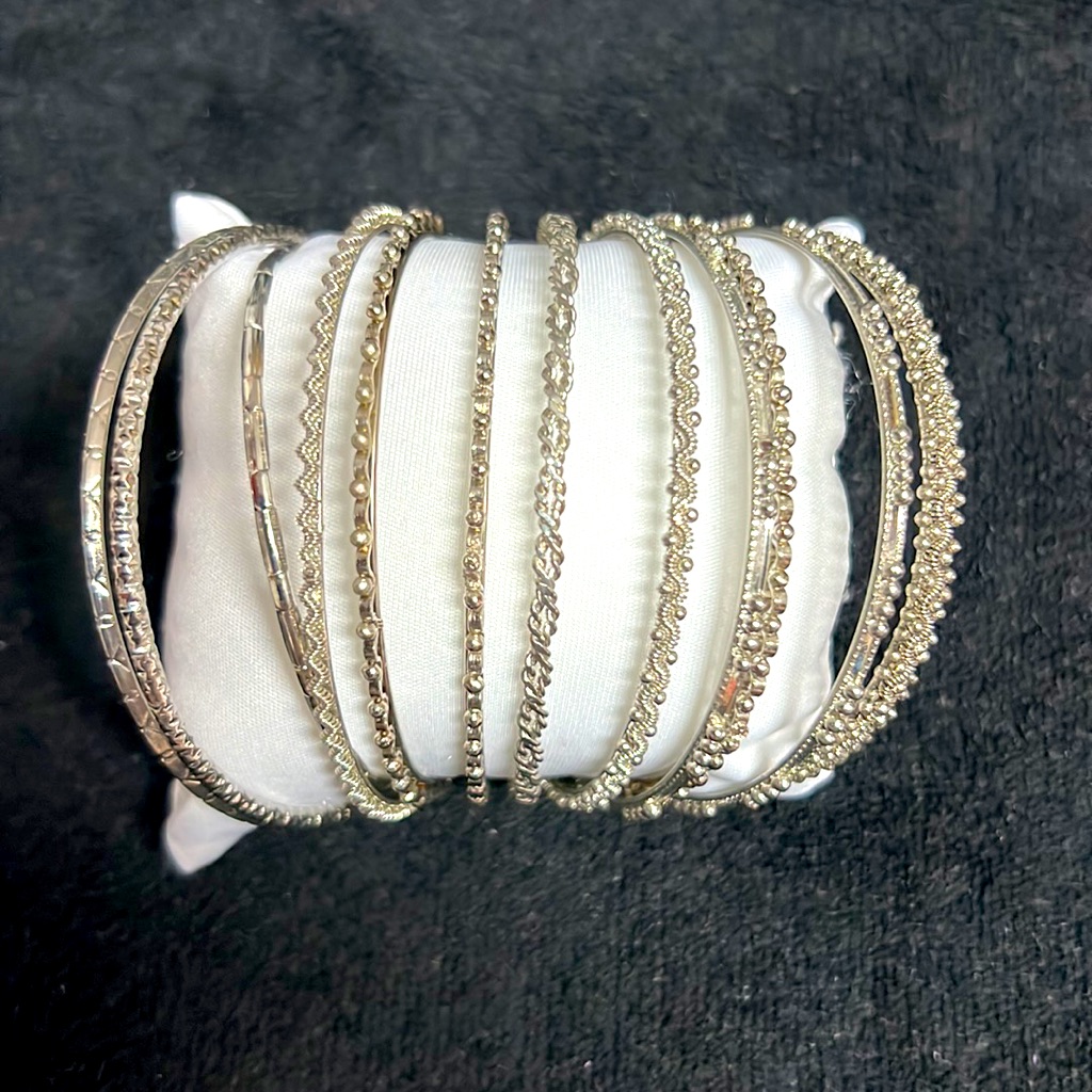12 Bangles Silver Color Stainless Steel